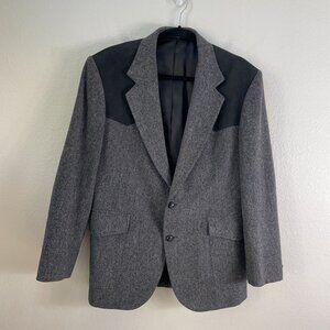 Pendleton Mens 40 Herringbone 100% Virgin Wool Blazer Jacket Elbow Patch Western